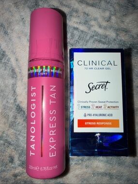 Express Tan Tinted Self Tan Mousse - Pink (Light) and Secret Clinical Bundle